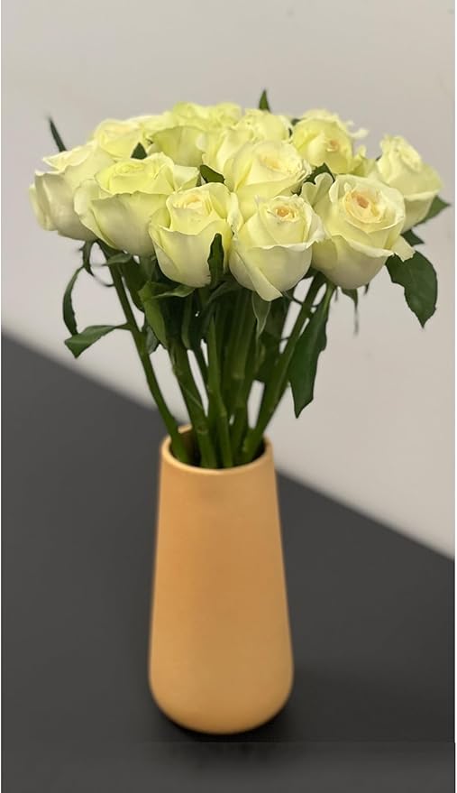 Yellow Ceramic Vase, 7.7" H, Minimalist Modern Home Decoration, Matte Design for Fireplace Bedroom Kitchen Living Room Centerpieces Office Desk, Fit for Holding Dried Flowers, Fresh Flowers