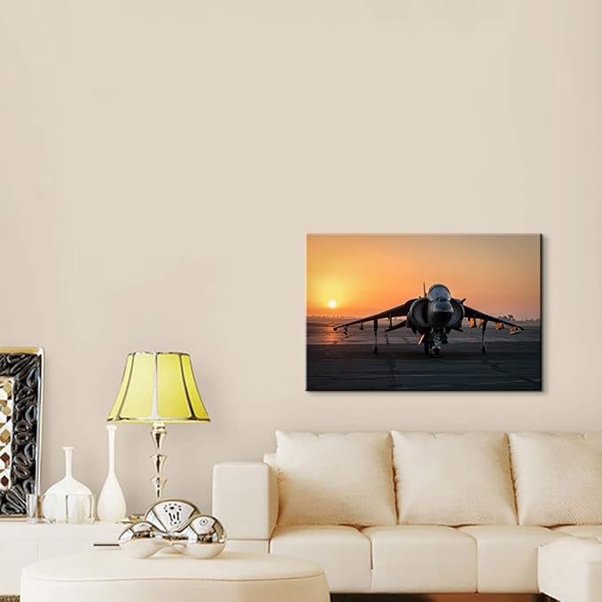 Airplane Decor AV-8B Harrier II Fighter Aviation Jets Poster Aviation Posters Airplane Pictures Wall Art Military Planes Poster for Boys Room Decor (28''Hx40''W)