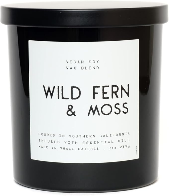 | Masculine Aromas 9oz | 50 Hours | Soy Wax | Scented Mens Candles with Natural Essential Oils | Vegan (Wild Fern & Moss)