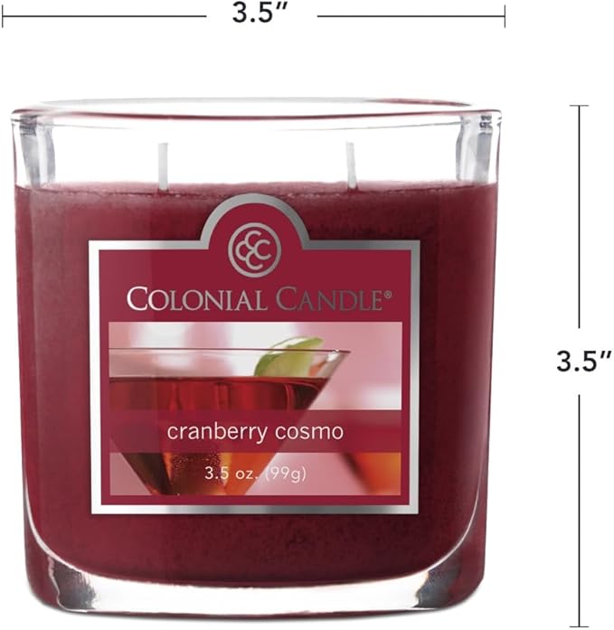 Colonial Candle Cranberry Cosmo Scented Jar Candle, 2 Wick, 3.5 oz, Mottled Wax Candle