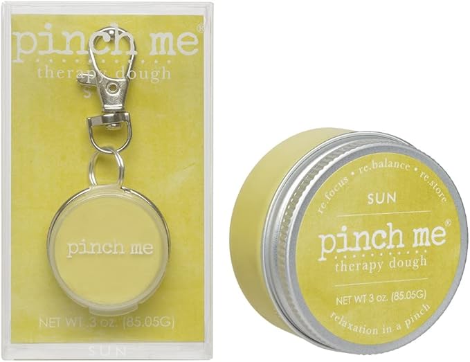 Pinch Me Therapy Dough Locket Combo - Holistic Aromatherapy Stress Relieving Putty – .3oz Clip-On Locket Scent + 3oz Dough Sun