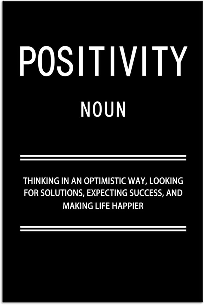 Positivity Noun Inspirational Quotes Wall Art Motivational Canvas Painting Poster Prints Wall Pictures for Living Room Home Decor Office Framed Ready to Hang [24''W x 36''H]