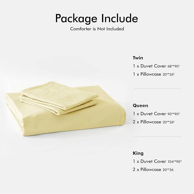 FOSSA Duvet Cover Set 100% Washed Cotton Linen Feel Super Soft Breathable Cozy 3 Pieces Bedding Sets Solid Pastel Yellow Super King