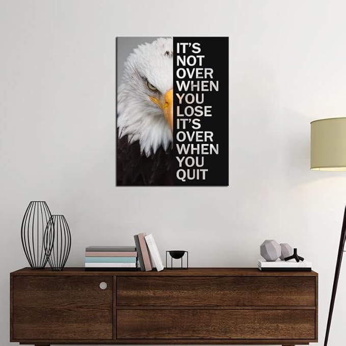 WYJZDZQ8 Eagle Inspirational Canvas Print Wall Art Animal Motivational Poster Animal Picture Painting Modern Inspiring Artwork for Home Living Room Office Decor Ready to Hang [18''W x 24''H]