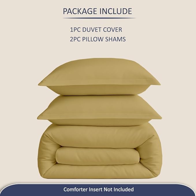 eBeddy Linens Duvet Cover Set Full Size 80x90 Inch 100% Cotton Soft and Breathable 3 Pieces (1 Duvet Cover & 2 Pillow Shams) Premium Bedding Collection Zipper Closure & Corner Ties, Taupe Solid