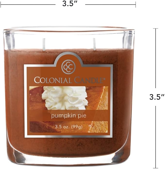 Colonial Candle Pumpkin Pie Scented Jar Candle, 2 Wick, 3.5 oz, Mottled Wax Candle