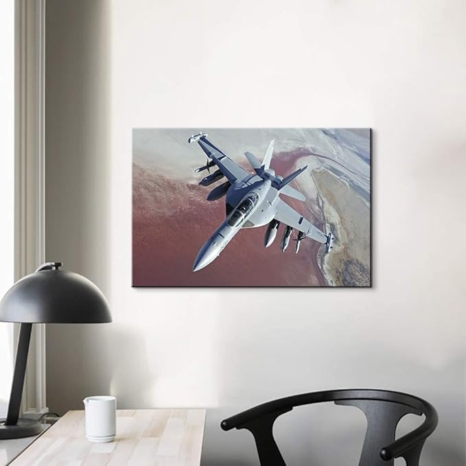 Aviation Decor Boeing EA-18G Growler Jet Poster Plane Wall Art Aviation Pictures Airplane Wall Decor Airplane Decor for Boys Room Military Art for Boys Room Bedroom Ready to Hang (12''Hx18''W)