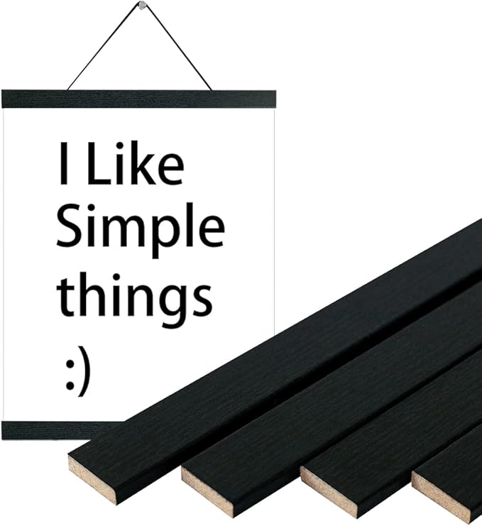 3 Pack Magnetic Poster Hanger 10 Inch Black, 10x12 10x16 10x14 Poster Frame Wood Wooden Magnet Print Posters Dowel Scroll Hanger Hangers Hanging Kit for Walls Map Canvas Artwork