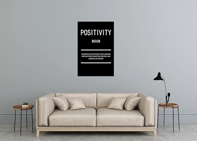 Positivity Noun Motivational Quotes Wall Art Inspirational Canvas Painting Poster Inspiring Positive Prints Wall Pictures for Living Room Home Decor Office Framed Ready to Hang [30''W x 40''H]