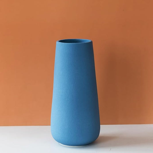 Blue Ceramic Vase, 7.7" H, Minimalist Modern Home Decoration, Matte Design for Fireplace Bedroom Kitchen Living Room Centerpieces Office Desk, Fit for Holding Dried Flowers, Fresh Flowers