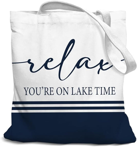 Lake Turtle Canvas Tote Bag for Women Teen Girls Gifts Cute Small Travel Work Tote Bags Reusable Grocery Bags Shoulder Bag