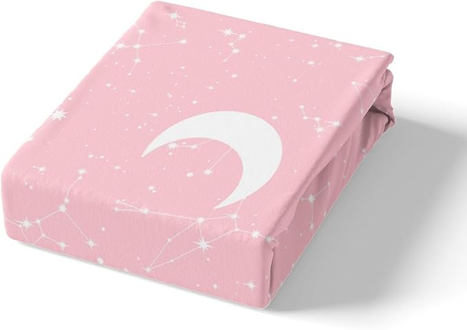 Pink Gradient Bedding Set,Cute Dreamy Galaxy Duvet Cover for Kids Teen Girls,Cartoon Constellation Comforter Cover Decorative Room,Starry Sky Quilt Cover with 2 Pillowcases,King Size(No Comforter)