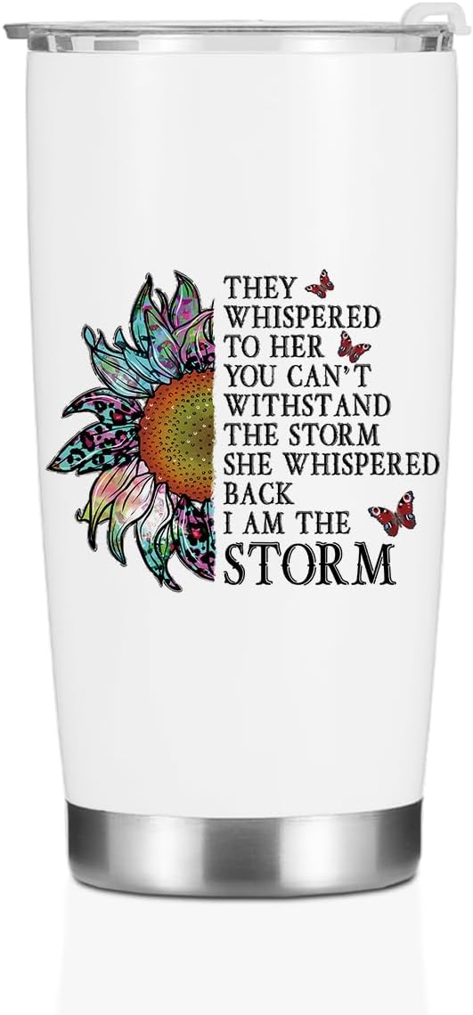 Sunflower Gifts for Women Tumbler, Inspirational Birthday Christmas Butterfly Gifts, Sunflower Stuff Accessories Coffee Mug Stainless Steel Vacuum Insulated Double Wall Travel Cup with Lid，20oz