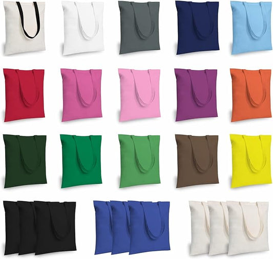 TOPDesign 24-Pack Economical 16"x15" Cotton Tote Bag, Lightweight Medium Reusable Grocery Shopping Cloth Bags, Suitable for DIY, Advertising, Promotion, Gift, Activity