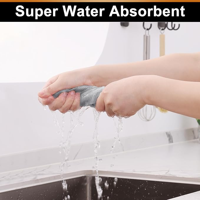 Homaxy 100% Cotton Waffle Weave Dish Cloths - 6 Pack Soft and Absorbent Dish Towels - 12 x 12 Inches Quick Dry Dish Rags - Light Grey