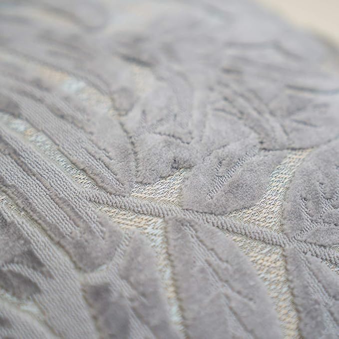 Alerfa 20 x 20 Inch Gray Silver Square Maple Leaf Pillow Embroidery Cut Velvet Cushion Case Luxury Modern Lumbar Throw Pillow Cover Decorative Pillow for Couch Sofa Living Room Bedroom Car