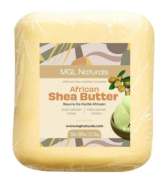 Raw African Shea Butter Ivory 5 lb, 100% Pure and Unrefined. Nourish and moisturize skin and hair. Use alone or DIY recipes. From Ghana, West Africa. (5 lb)