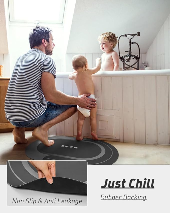 MontVoo Bath Mat - Non Slip, Quick Dry, Stain Resistant Bath Mat Rug for Bathroom Floor - Easy Care Shower Rug for Outside Bathtub - 20"x32" Darkgrey