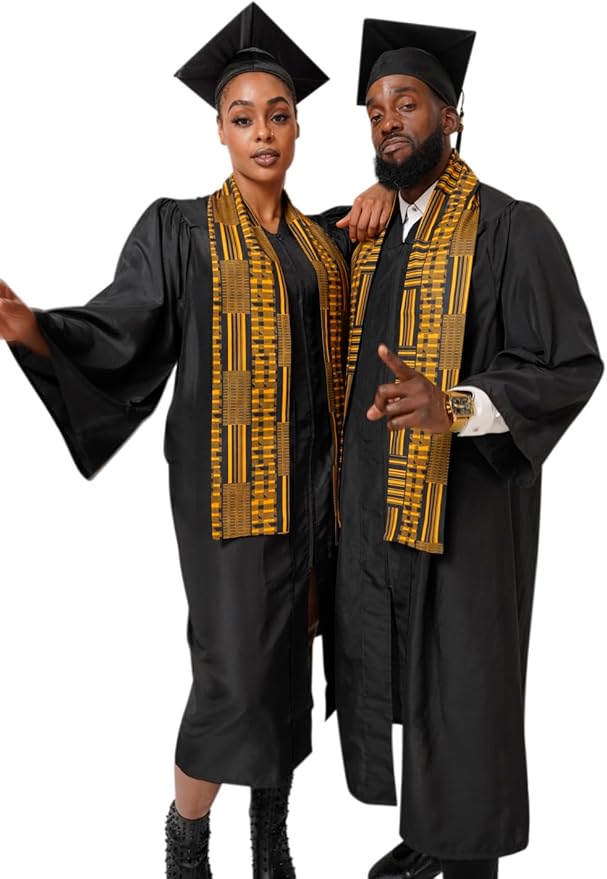 Dupsie's 1pc Kente African Print Graduation Stole, Made in Africa Black History, Festivals, Cultural, HBCU, Graduate, Schools