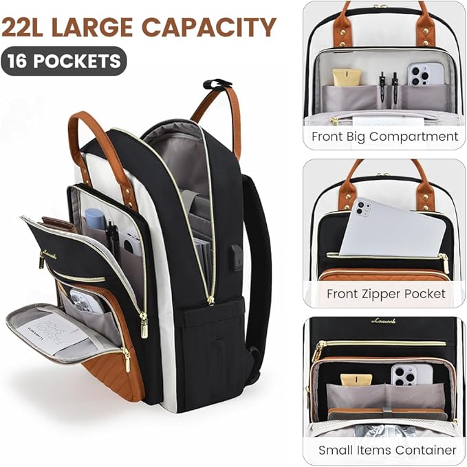 LOVEVOOK Laptop Backpack for Women, Water Resistant Travel Work Backpacks Purse Stylish College Business Teacher Nurse Computer Bag