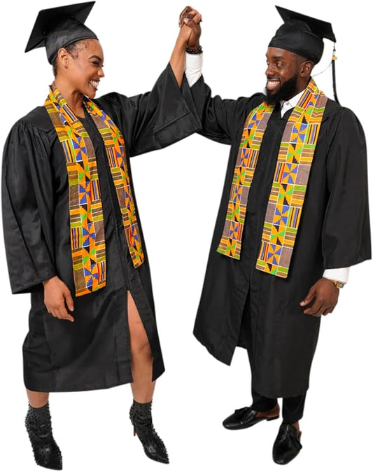 Dupsie's 1pc Kente African Print Graduation Stole, Made in Africa Black History, Festivals, Cultural, HBCU, Graduate, Schools