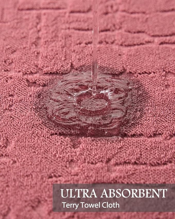 AMOAMI-Bath Mat-Absorbent Quick Dry Bathroom Floor Mats-Washable Rubber Backing Bath Mats for Bathroom Rugs Fit Under Door-Bath Rug for in Front of Sink Bathtub Shower Room, Pink 24''x48''