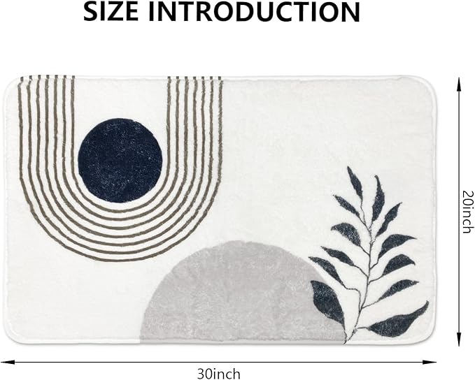 20"X30" Boho Bath Rugs for Bathroom Decor Non-Slip Bath Mat Absorbent Plush Microfiber Soft Carpet Machine Washable Bath Mat for Bathrooms,Showers,Laundry Rooms,White and Black
