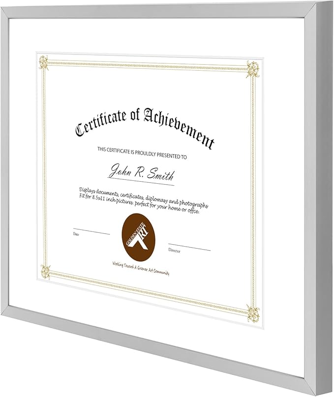 Golden State Art 14x11 Picture Frame 3 Pack - Aluminum Frames with 8.5x11 Removable Mats & Real Glass, Display 11x14 Photos or 8.5x11 Certificates - Silver Gallery Wall Frames for Home Office Decor