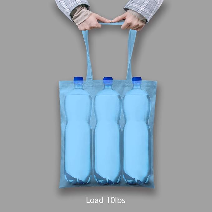 TOPDesign 24-Pack Economical 16"x15" Baby Blue Cotton Tote Bag, Lightweight Medium Reusable Grocery Shopping Cloth Bags, Suitable for DIY, Advertising, Promotion, Gift, Activity