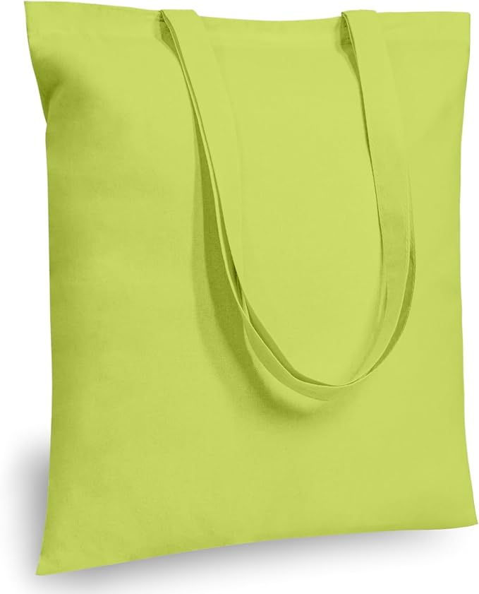 TOPDesign 6-Pack Economical 16"x15" Apple Green Cotton Tote Bag, Lightweight Medium Reusable Grocery Shopping Cloth Bags, Suitable for DIY, Advertising, Promotion, Gift, Activity