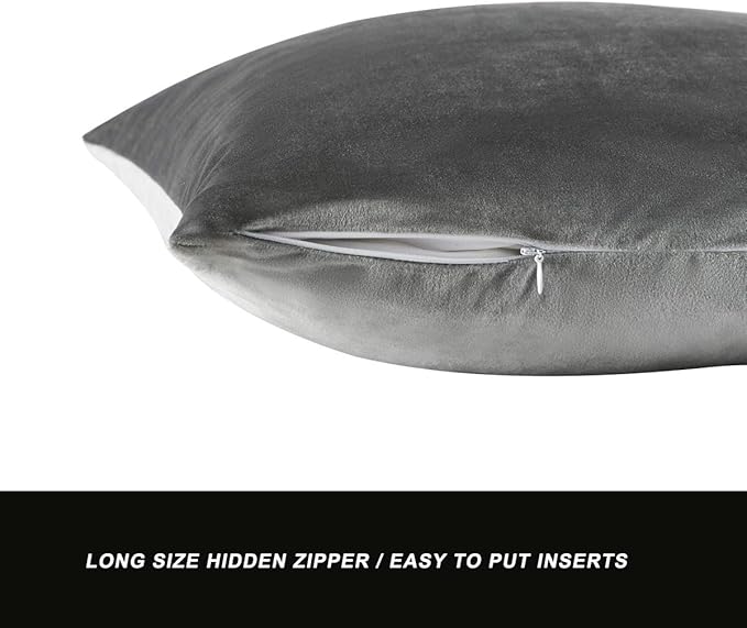 GIGIZAZA Decorative Throw Pillow Covers 18 x 18,Deep Grey Soft Pillow Covers Velvet,Set of 4 Decor Square Cushion Covers