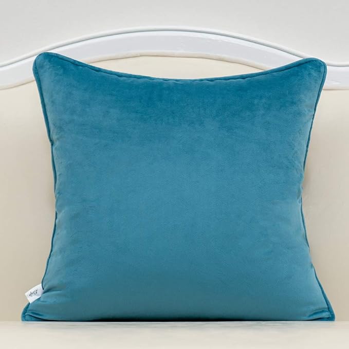 Alerfa 18 x 18 Inch Square Leaf Pillow Embroidery Cut Velvet Cushion Case Luxury Modern Lumbar Throw Pillow Cover Decorative Pillow for Couch Sofa Living Room Bedroom Car, Navy Blue