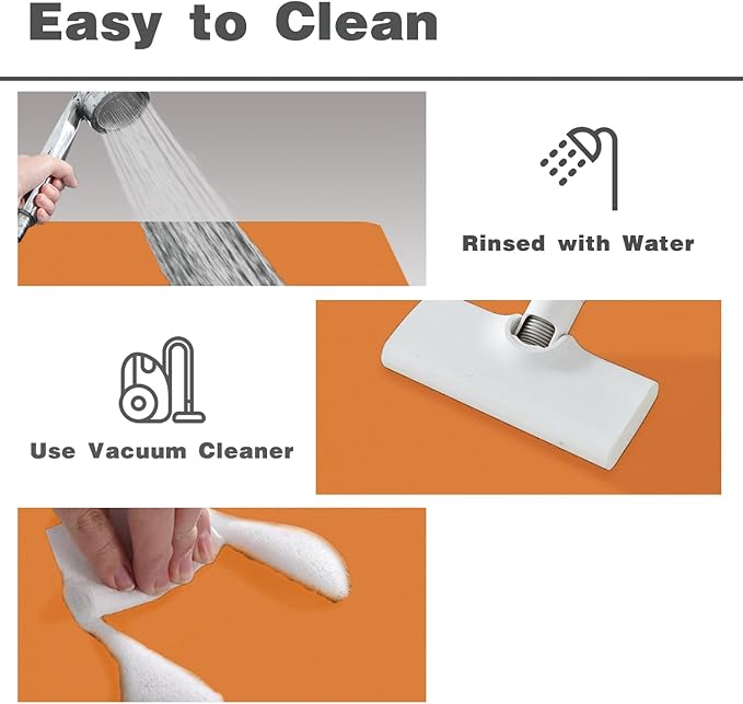 Bathroom Mat Quick Dry, Bathroom Rugs Non Slip Washable Thin Absorbent Bath Mat Fits Under Door Bathroom Floor Mat Perfect for Bath, Shower, or Sink 16"x24" Orange