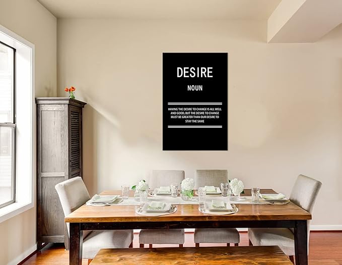 WYJZDZQ8 Desire Noun Inspirational Canvas Office Print Wall Art Motivational Picture Poster Painting Modern Inspiring Artwork for Home Living Room Bedroom Decor Ready to Hang [24''W x 36''H]