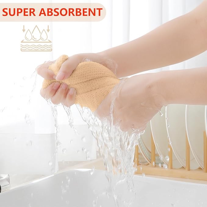 Homaxy 100% Cotton Waffle Weave Kitchen Dish Cloths, Ultra Soft Absorbent Quick Drying Dish Towels, 12 x 12 Inches, 6-Pack, Apricot