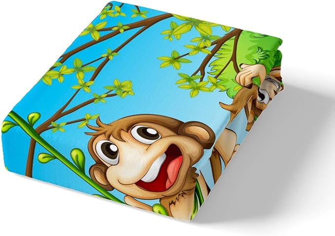 Feelyou Cute Monkey Comforter Cover Set Cartoon Animal Bedding Set for Kids Toddler 1 Duvet Cover +1 Pillowcase Twin Size