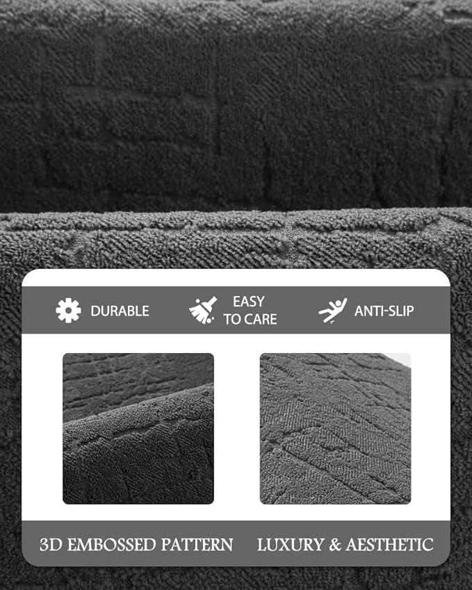 AMOAMI-Bath Mat-Absorbent Quick Dry Bathroom Floor Mats-Washable Rubber Backing Bath Mats for Bathroom Rugs Fit Under Door-Bath Rug for in Front of Sink Bathtub Shower Room, Dark Grey 17''x59''