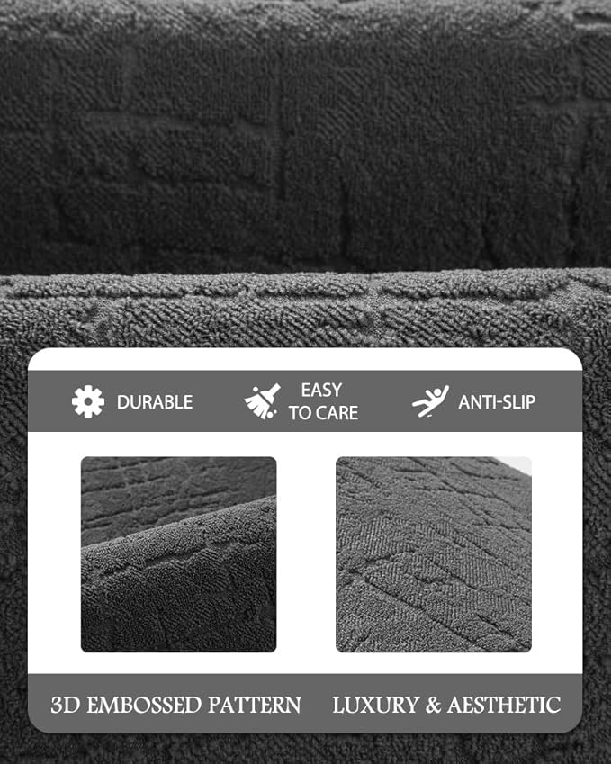 AMOAMI-Bath Mat-Absorbent Quick Dry Bathroom Floor Mats-Washable Rubber Backing Bath Mats for Bathroom Rugs Fit Under Door-Bath Rug for in Front of Sink Bathtub Shower Room, Dark Grey 17''x24''