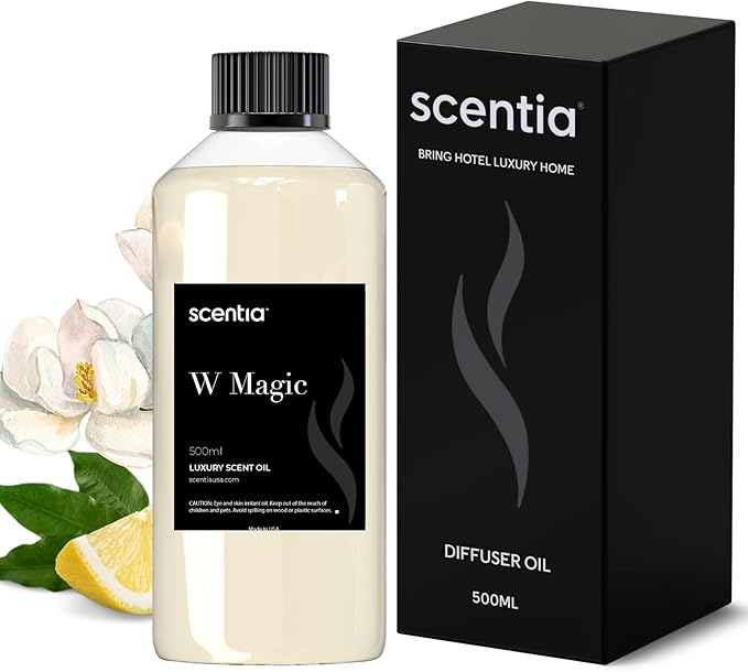 W Magic Hotel Diffuser Refill Oil Inspired by W Signature Hotel - 500 mL 16.9 fl oz - Fragrance Oil Blend Bergamot, Lemongrass & Jasmine for HVAC Diffuser