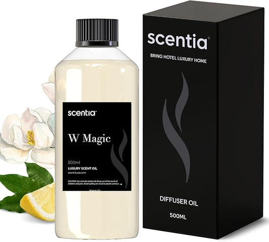 W Magic Hotel Diffuser Refill Oil Inspired by W Signature Hotel - 500 mL 16.9 fl oz - Fragrance Oil Blend Bergamot, Lemongrass & Jasmine for HVAC Diffuser