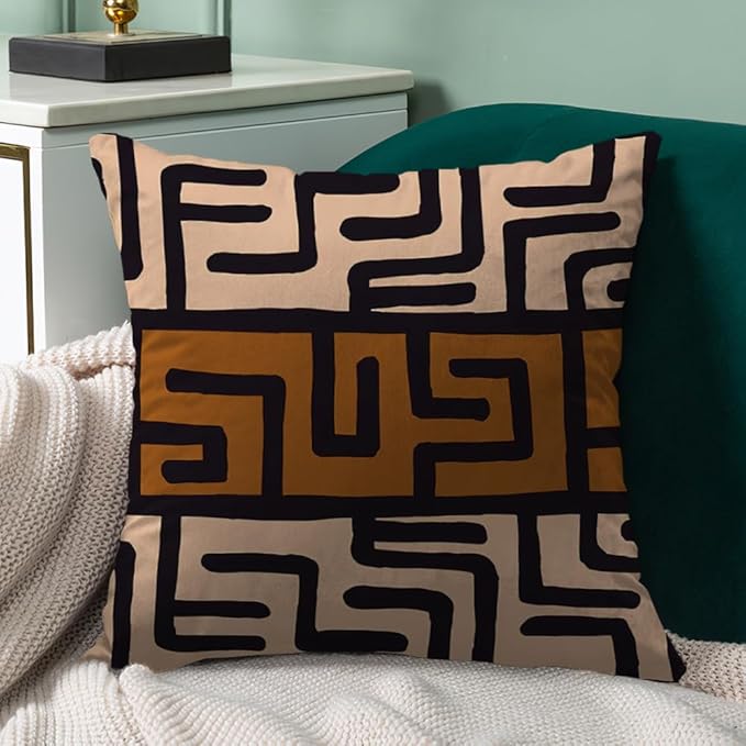 African Throw Pillow Covers Set of 6, Rustic Mud Cloth Texture Brown Pillowcase Boho Ethnic Mudcloth Home Decor Outdoor Decorative Cushion Case 18"X18"