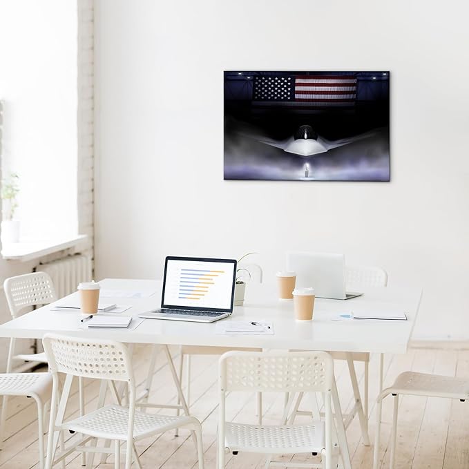 F-47 Fighter Jet Canvas Wall Art with Inner wooden frame - Military Airplane Wall Art for Office & Game Room - Aviation Themed Jet Poster - Lightweight & Easy to Hang - 24x36 Inches