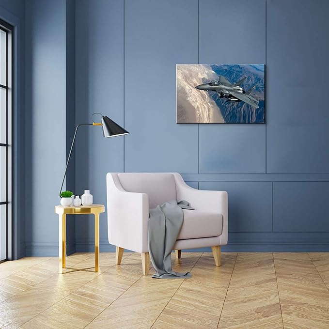 Mistyefly Airplane Wall Art Aviation Wall Art F-15e Strike Eagle Wall Decor Airplane Canvas Art Military Poster Fighter Jet Art Aviation Poster Aircraft Artwork for Bedroom Decor (12''Hx18''W)