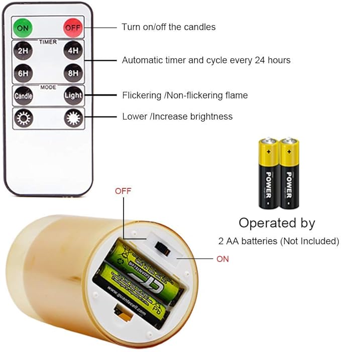 GenSwin Gold Glass Battery Operated Flameless Led Candles with 10-Key Remote and Timer, Real Wax Candles Warm White Flickering Light for Home Decoration(Set of 3)