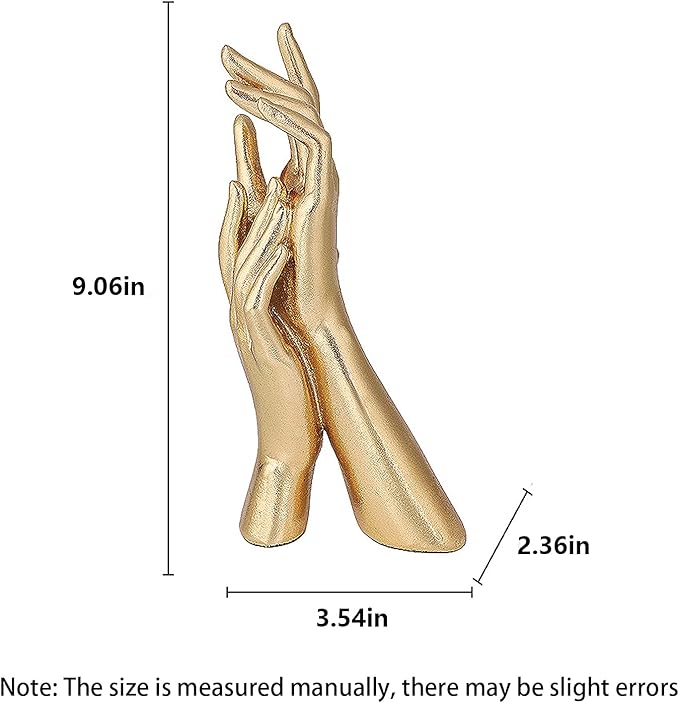 Golden Hands Sculpture Elegant Resin Home Decor Hands Statues Versatile Love Ornament,Perfect for Bedroom, Office Desktop, Cabinets,Wedding (Golden Hands)