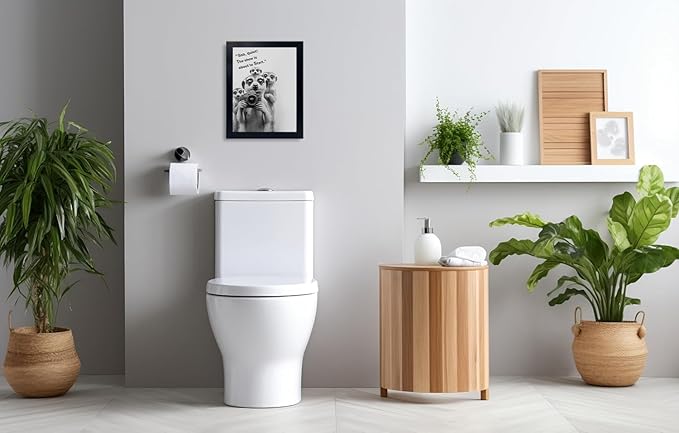 Orvannaatr Frame Bathroom Wall Art, Black and White Meerkat Canvas Wall Art - Meerkat Painting with Camera - for Toilet Bathroom Animal Art- 8 "x 10"