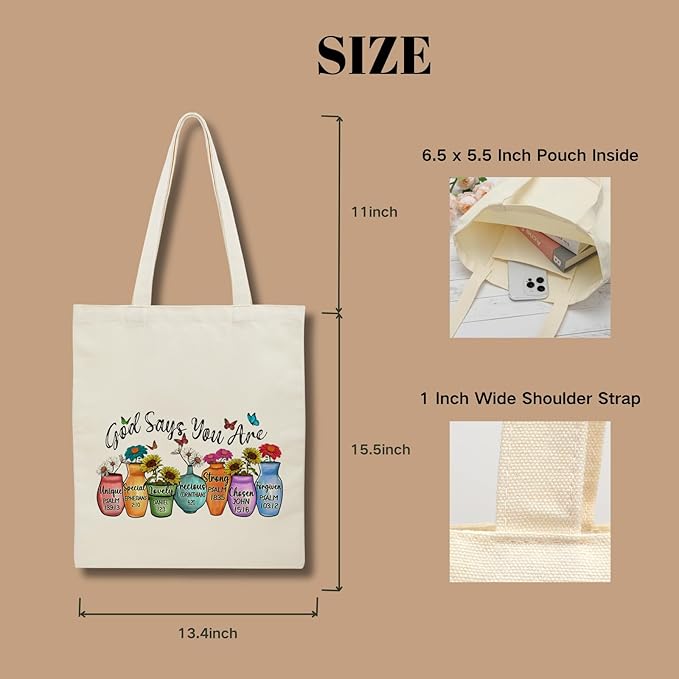 Tote Bag for Women, Canvas Tote Bag with Pockets,Canvas Shopping Bags,Reusable Grocery Bags