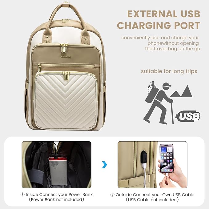 LOVEVOOK Laptop Backpack for Women, Water Resistant Travel Work Backpacks Purse Stylish Business Teacher Nurse Computer Bag with USB Charging Port