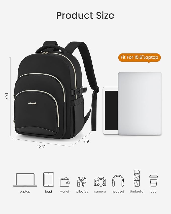 LOVEVOOK Laptop Backpack for Women, 15.6-Inch Work Backpack, Back to School Bookbag for College Student Teen Girls, Casual Personal Item Travel Bag Business Computer Daypack for Teacher Nurse, Gift