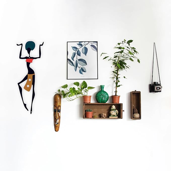 African Wall Decor Art, 3 Pieces Metal Wall Aesthetic Hallway Decor accessories, Maximalist Hanging Wall Decor, Ethnic Dance Style Drawing Wall Decorations, For Home Living Room Bedroom and Bathroom
